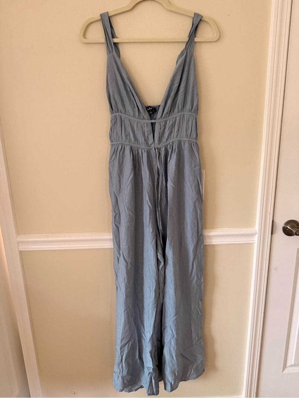 Lulu's Light Blue V-Neck Wide-Leg Jumpsuit
